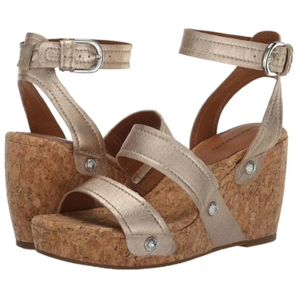 Lucky Brand Women's VALINTINA Wedge Platform Sandal, Stardust, 12M
